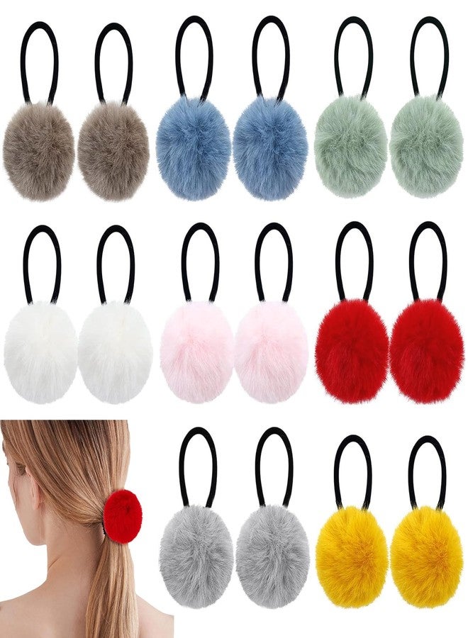 بلو زو مجموعة بلو زوو المكونة من 16 قطعة من ربطات الشعر المزينة بكرات بوم بوم كبيرة ورقيقة للنساء والفتيات والمراهقات والأطفال، ربطات شعر سميكة ومرنة للغاية لا تسبب أي ضرر أو شد للشعر، 16 لونًا، حبال بقطر 1.5 بوصة - Image 1